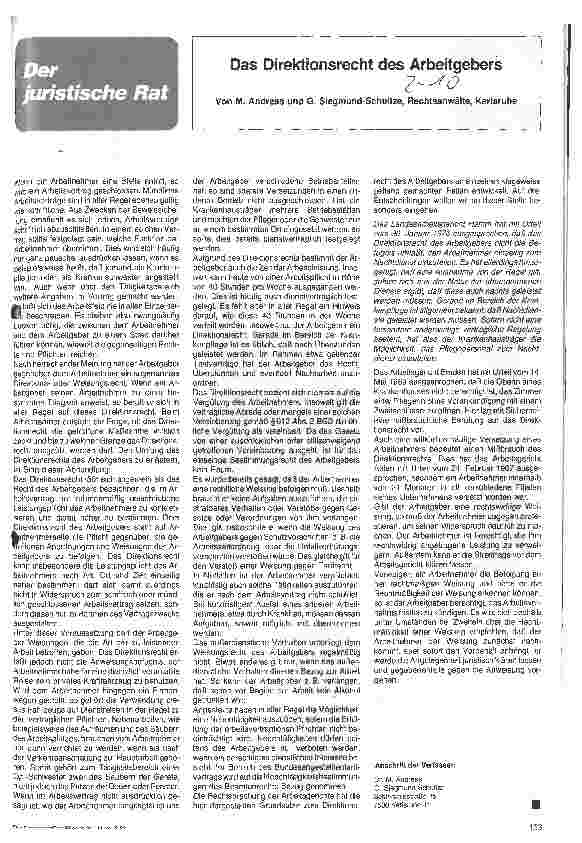 Vorschauseite 1: Direktionsrecht des Arbeitgeber