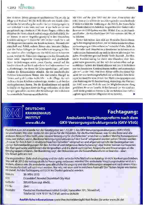 Vorschauseite 2: Krankenhäuser brauchen eine faire Finanzierung