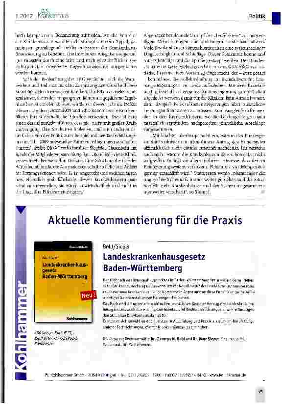 Vorschauseite 4: Krankenhäuser brauchen eine faire Finanzierung