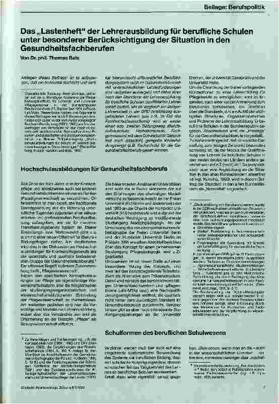 Vorschauseite 1: Lehrer/in für Pflegeberufe Das Lastenheft der Lehrerausbildung für berufliche Schulen ...