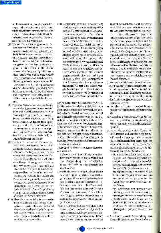 Vorschauseite 2: Empfehlung des Rates von 15. November 2001 zur umsichtigen Verwendung antimikrobieller Mittel in der Humanmedizin Text von Bedeutung für den EWR (2002/77/EG)