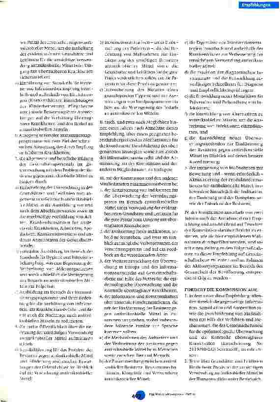 Vorschauseite 3: Empfehlung des Rates von 15. November 2001 zur umsichtigen Verwendung antimikrobieller Mittel in der Humanmedizin Text von Bedeutung für den EWR (2002/77/EG)