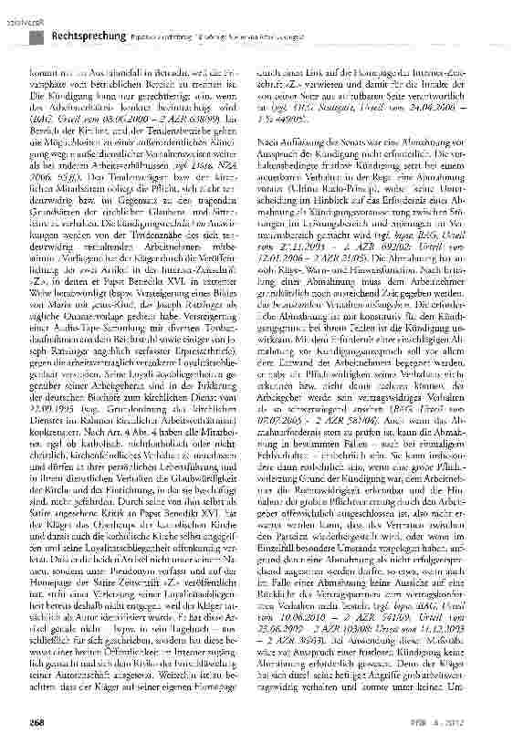 Vorschauseite 5: Papstsatire rechtfertigt 12-wöchige Sperre von ArbeitslosengeldSGBIII §128 Abs. 1 Nr. 4, §144 Abs. 1 Satz 1 und 2 Nr. 1, Abs. 3 Satz 1; BGB §626 Abs. 1
