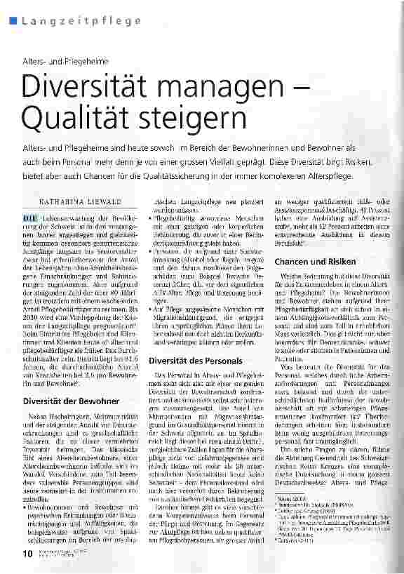 Vorschauseite 1: Diversität managen -Qualität steigern