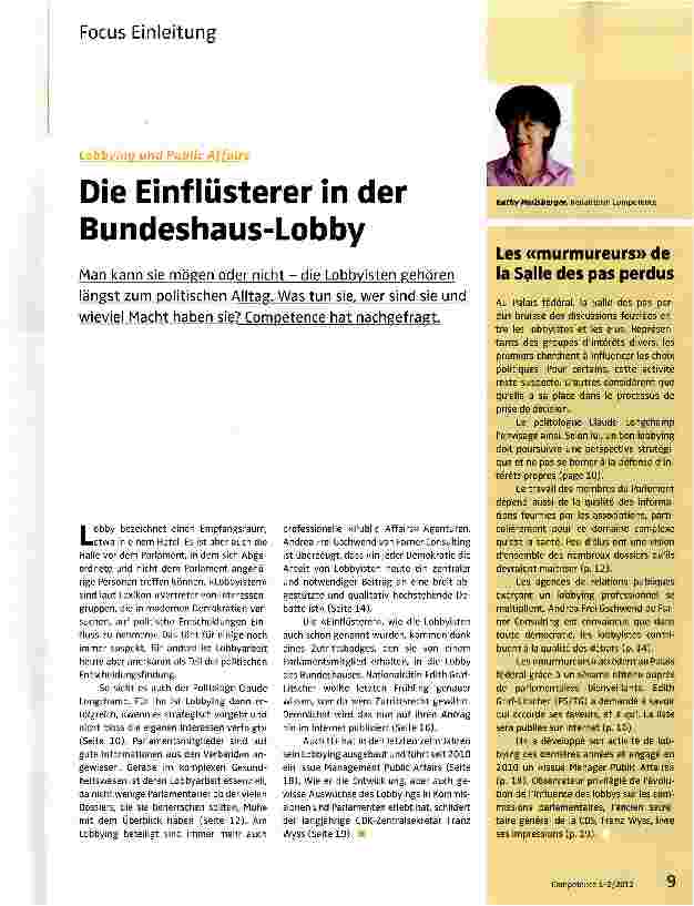 Vorschauseite 1: Die Einflüsterer in der Bundeshaus-Lobby