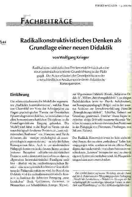 Vorschauseite 1: Radikalkonstruktivistisches Denken als Grundlage einer neuen Didaktik