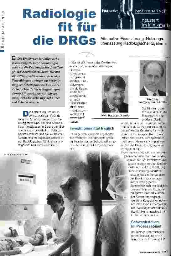 Vorschauseite 1: Radiologie fit für die DRGs Alternative Finanzierung: Nutzungsüberlassung Radiologischer Systeme