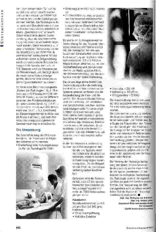 Vorschauseite 3: Radiologie fit für die DRGs Alternative Finanzierung: Nutzungsüberlassung Radiologischer Systeme