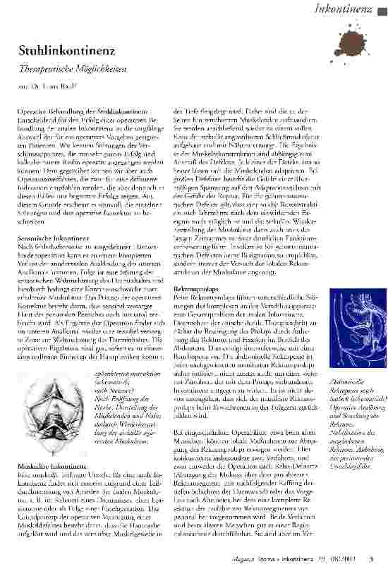 Vorschauseite 1: Stuhlinkontinenz Therapeutische Möglichkeiten