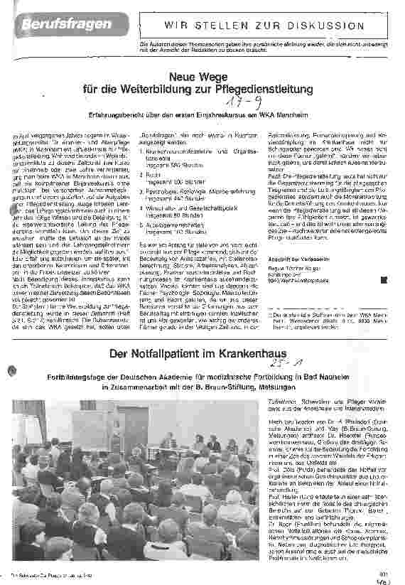 Vorschauseite 1: Neue Wege für die Weiterbildung zur Pflegedienstleitung