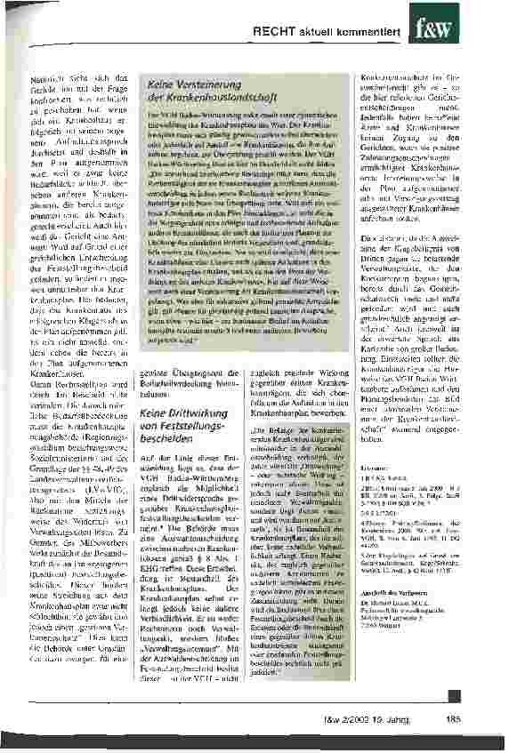 Vorschauseite 4: Konkurrentenschutz von Ärzten und Krankenhäusern in einem enger werdenden Gesundheitsmarkt?