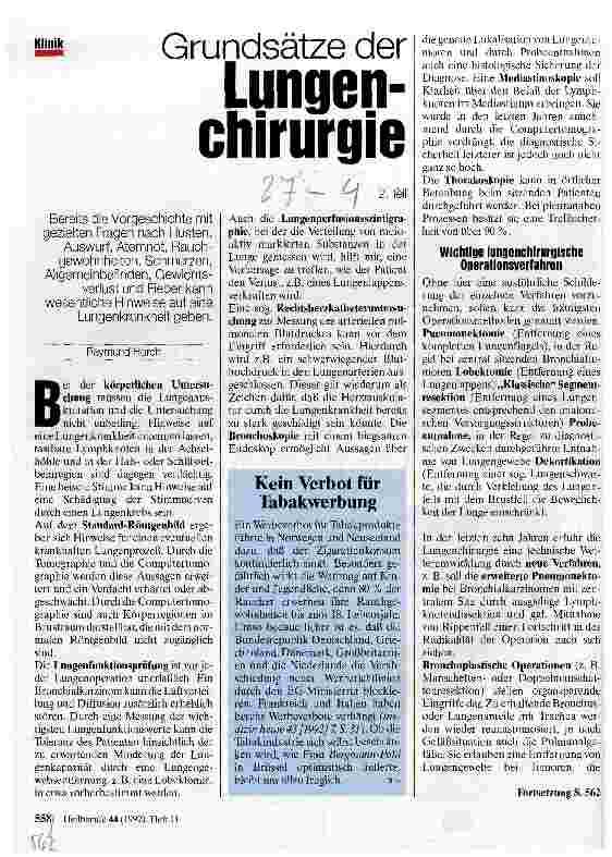 Vorschauseite 1: Grundsätze der Lungenchirurgie
