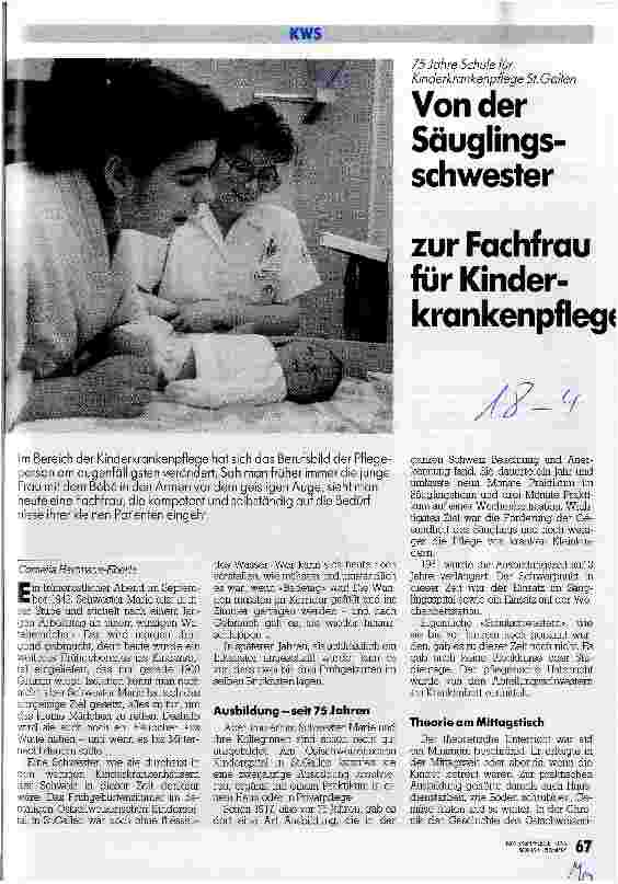 Vorschauseite 1: Von der Säuglingsschwester zur Fachfrau für Kinderkrankenpflege