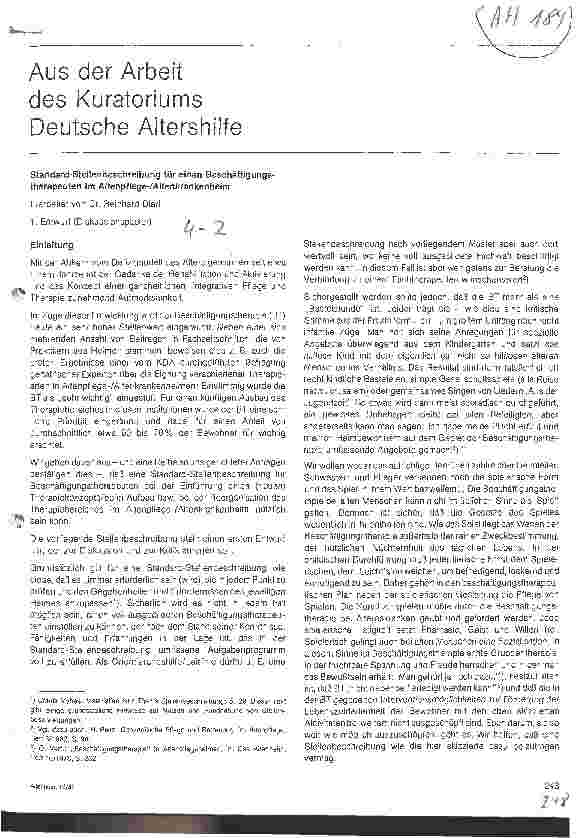 Vorschauseite 1: Aus der Arbeit des Kuratoriums Deutsche Altershilfe