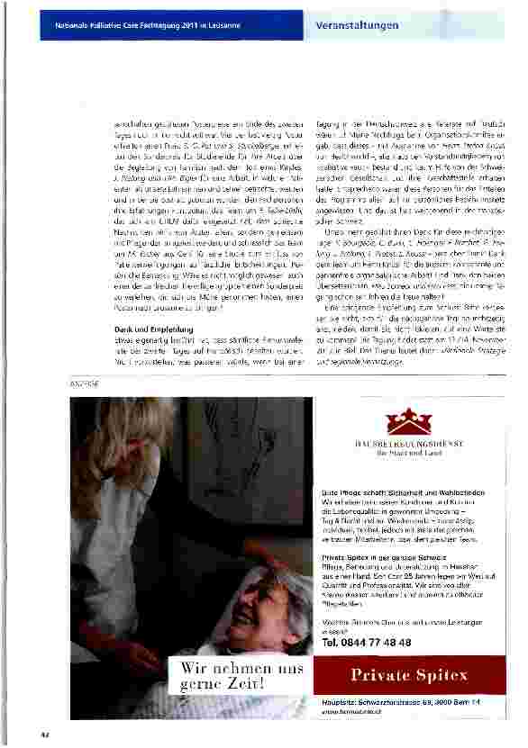 Vorschauseite 2: Nationale Palliative Care Fachtagung 2011 in Lausanne