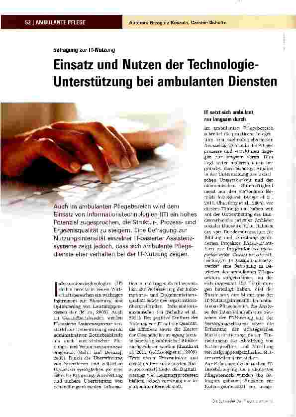 Vorschauseite 1: Einsatz und Nutzen der Technologie-Unterstützung bei ambulanten Diensten