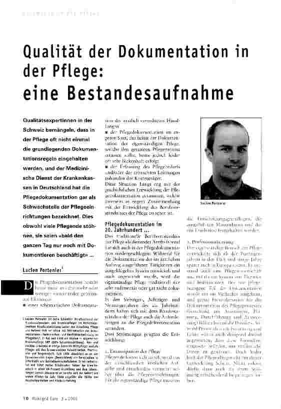 Vorschauseite 1: Qualität der Dokumentation in der Pflege: eine Bestandesaufnahme