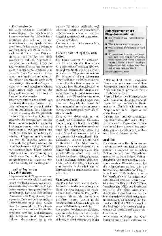 Vorschauseite 2: Qualität der Dokumentation in der Pflege: eine Bestandesaufnahme