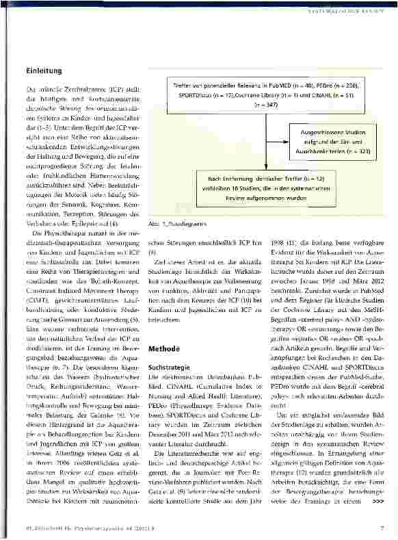 Vorschauseite 2: Wirksamkeit von Aquatherapie bei Kindern und Jugendlichen mit infantiler Zerebralparese (ICP)