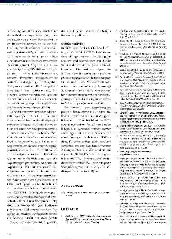 Vorschauseite 6: Wirksamkeit von Aquatherapie bei Kindern und Jugendlichen mit infantiler Zerebralparese (ICP)
