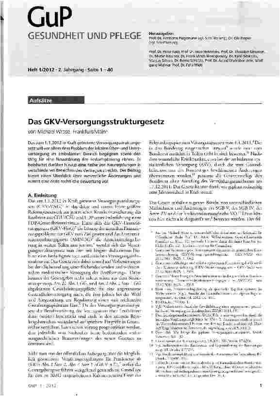 Vorschauseite 1: Das GKV-Versorgungsstrukturgesetz