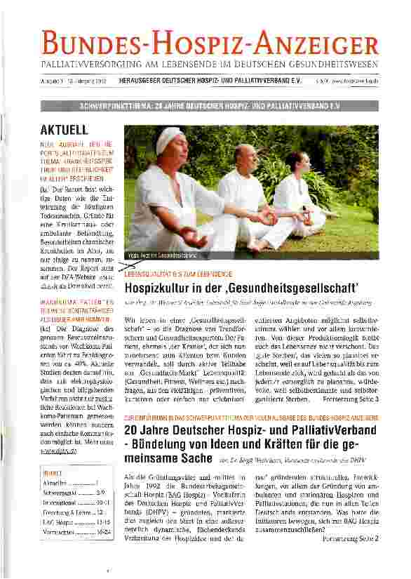 Vorschauseite 1: Hospizkultur in der Gesundheitsgesellschaft