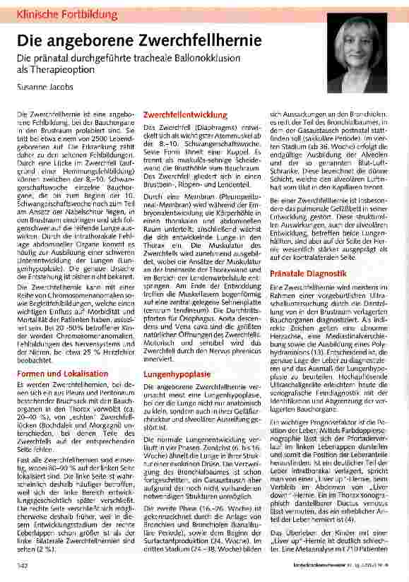 Vorschauseite 1: Die angeborene Zwerchfellhernie