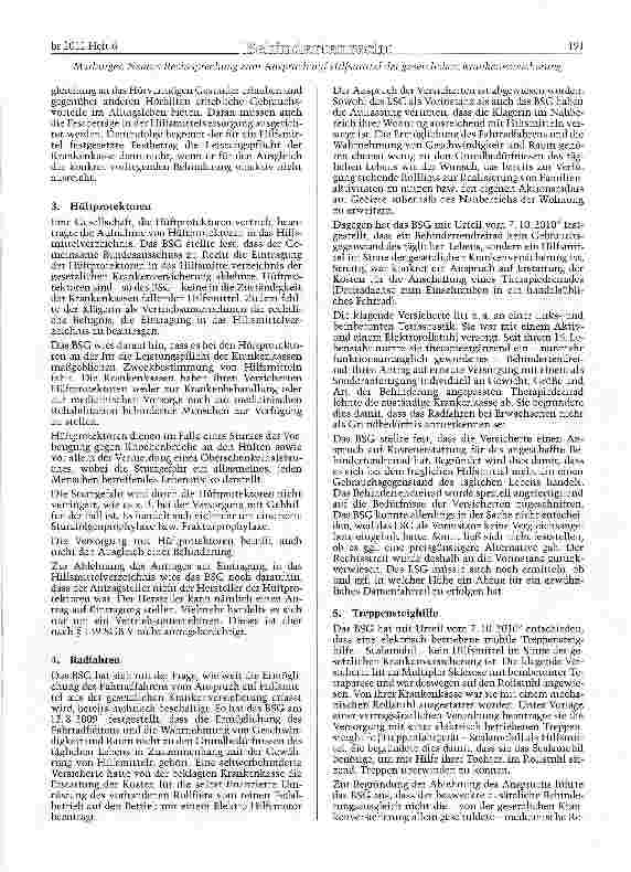Vorschauseite 3: Neuere Rechtsprechung zum Anspruch auf Hilfsmittel der gesetzlichen Krankenversicherung