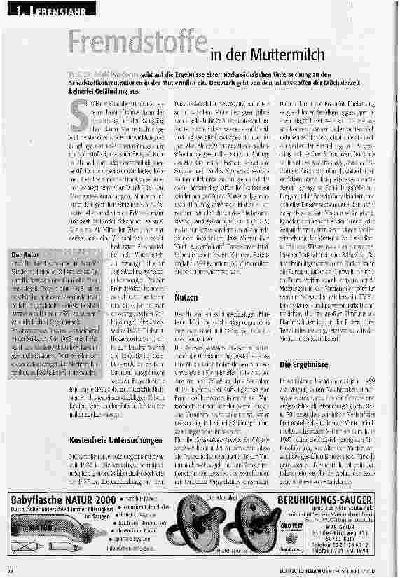 Vorschauseite 1: Fremdstoffe in der Muttermilch