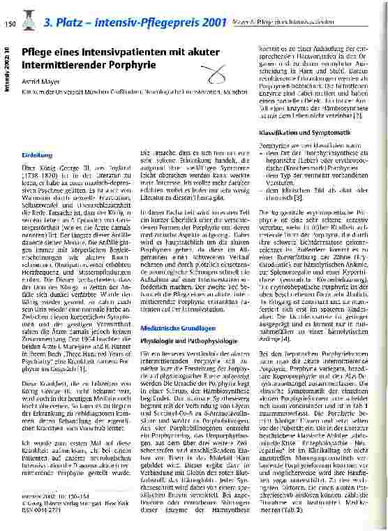 Vorschauseite 1: Pflege eines Intensivpatienten mit akuter intermittierender Porphyrie