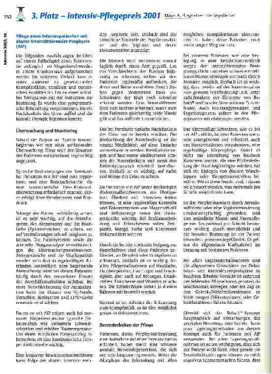 Vorschauseite 3: Pflege eines Intensivpatienten mit akuter intermittierender Porphyrie