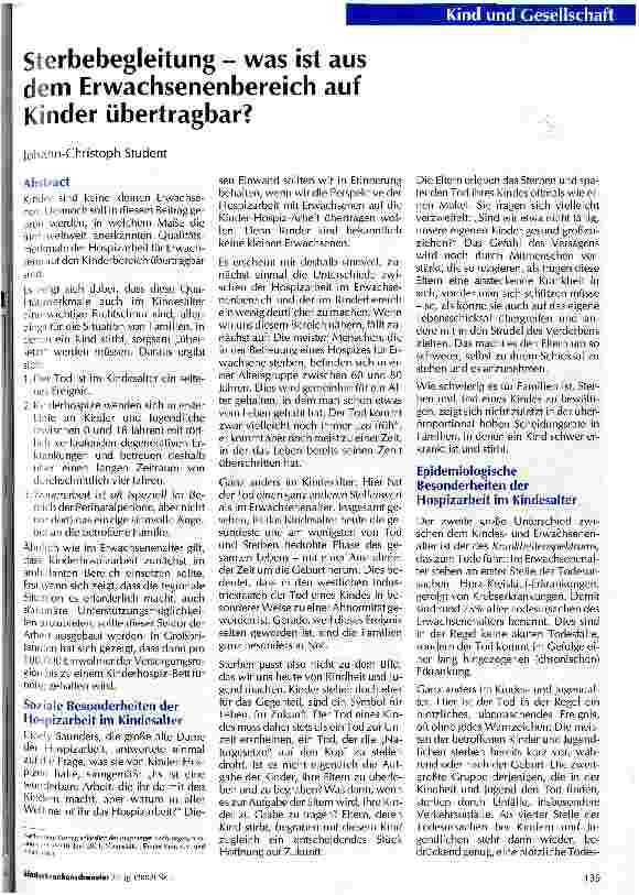 Vorschauseite 1: Sterbebegleitung - was ist aus dem Erwachsenenbereich auf Kinder übertragbar?