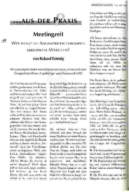 Vorschauseite 1: Meetingzeit Wer pflegt die Angehörigen chronisch erkrankter Menschen?