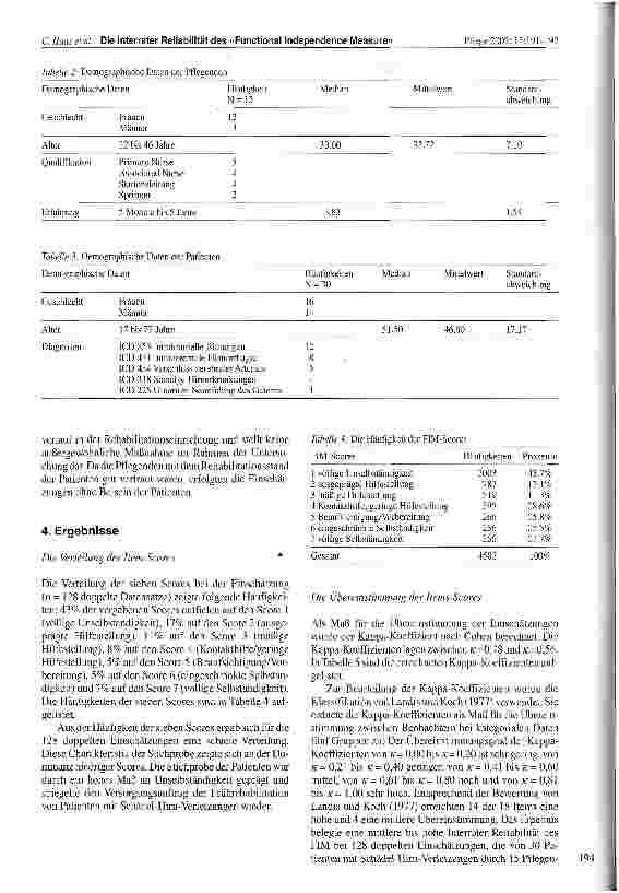 Vorschauseite 4: Die Interrater Reliabilität des Functional Independence Measure (FIM) bei Patienten mit Schädel-Hirn-Verletzungen