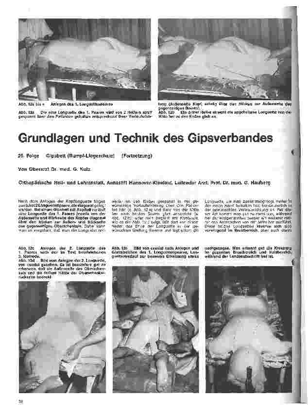 Vorschauseite 1: Grundlagen und Technik des Gipsverbandes 26. Folge: Gipsbett (Liegeschale) (Fortsetzung)