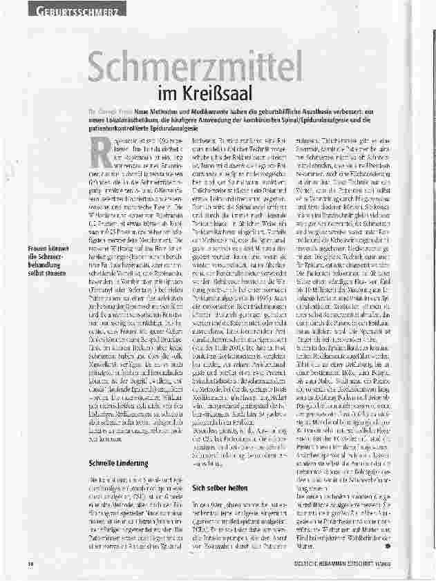 Vorschauseite 1: Schmerzmittel im Kreissaal