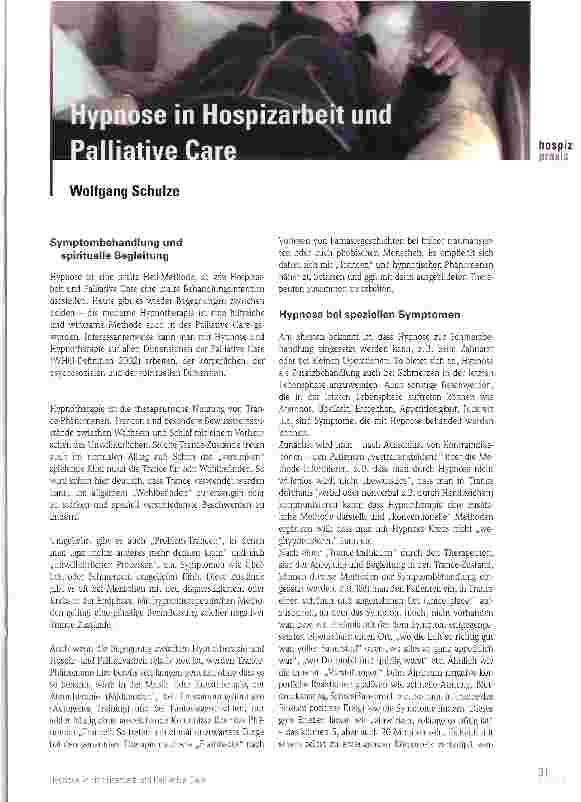 Vorschauseite 1: Hypnose in Hospizarbeit und Palliative Care