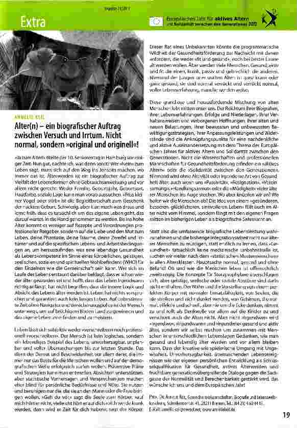 Vorschauseite 1: Alter(n) - ein biografischer Auftrag zwischen Versuch und Irrtum. Nicht normal, sondern »original und originell«!
