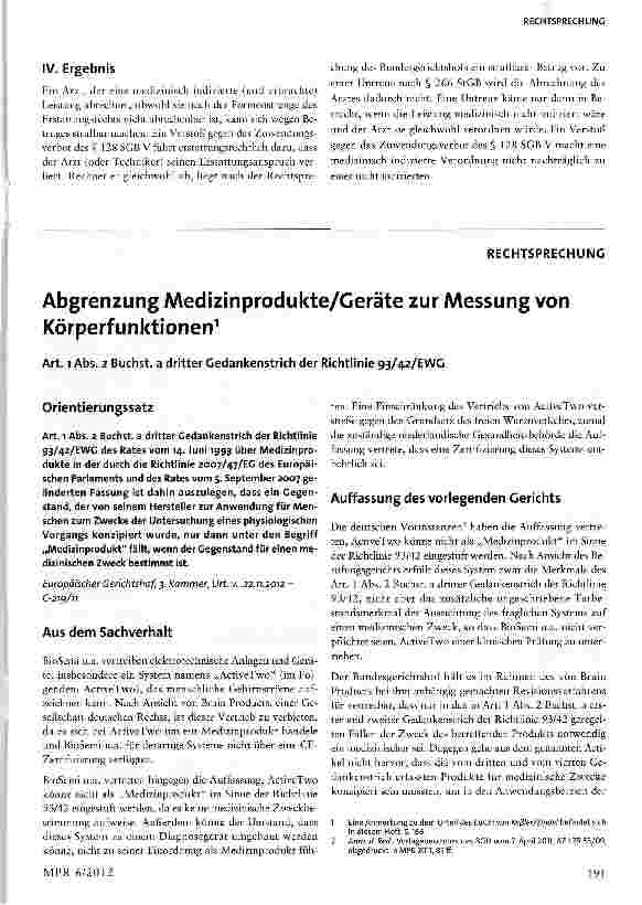 Vorschauseite 3: Untreue bei der Verschreibung von Hilfsmitteln Zugleich Anmerkung zum Beschluss des Amtsgerichts Kiel vom 04.04.2011 -43 Gs 95V11