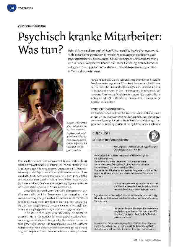 Vorschauseite 1: Psychisch kranke Mitarbeiter Was tun?