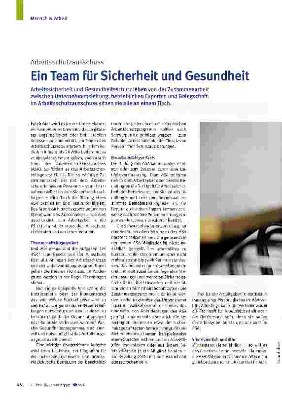 Vorschauseite 1: Ein Team für Sicherheit und Gesundheit
