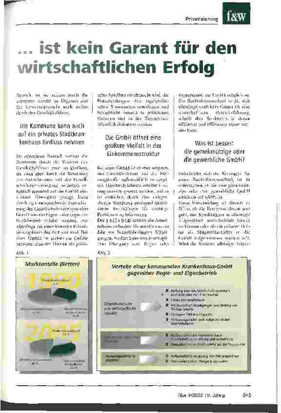 Vorschauseite 2: Die formale Privatisierung kommunaler Krankenhäuser allein ist kein Garant für den wirtschaftlichen Erfolg