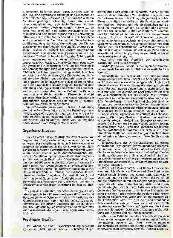 Vorschauseite 2: Die Situation des Dialysepatienten