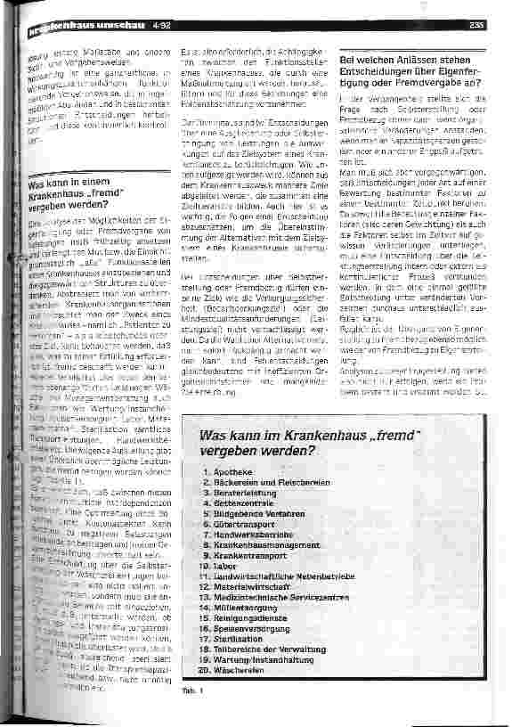 Vorschauseite 2: Fremdvergabe oder Eigenfertigung im Krankenhaus - ein Entscheidungspro blem?