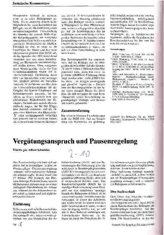 Vorschauseite 1: Vergütungsanspruch und Pausenregelung