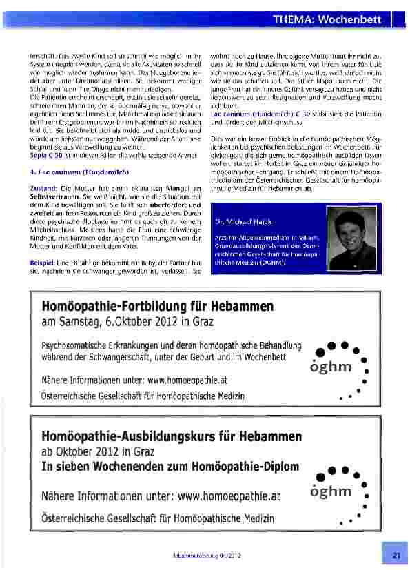 Vorschauseite 2: Stimmungskrisen im Wochenbett - die Homöopathie hilft!