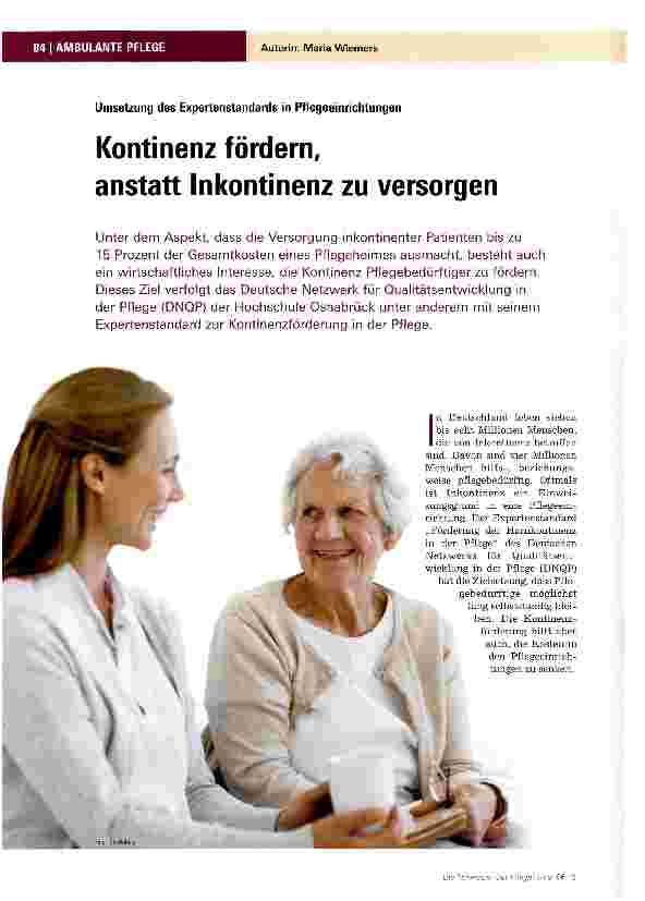 Vorschauseite 1: Kontinenz fördern, anstatt Inkontinenz zu versorgen