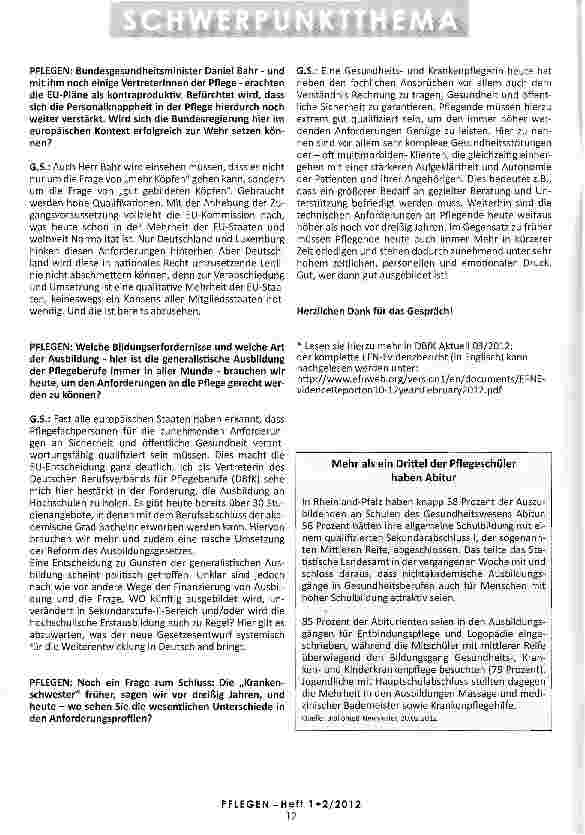 Vorschauseite 2: BILD UND BILDUNG IN DER PFLEGE Wir befragen Expertinnen: Gertrud Stöcker