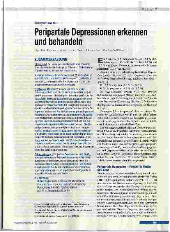 Vorschauseite 1: Peripartale Depressionen erkennen und behandeln