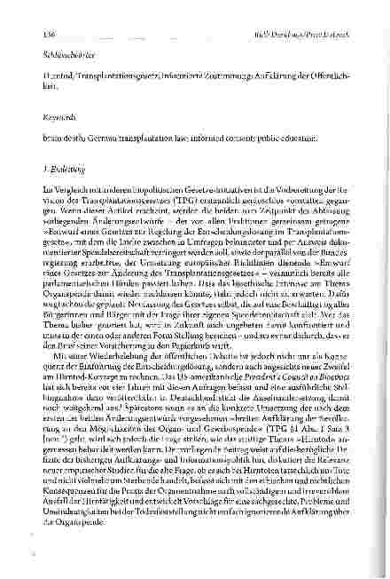 Vorschauseite 2: Grauzonen zwischen Leben und Tod Ein Plädoyer für mehr Ehrlichkeit in der Debatte umdas Hirntod-Kriterium